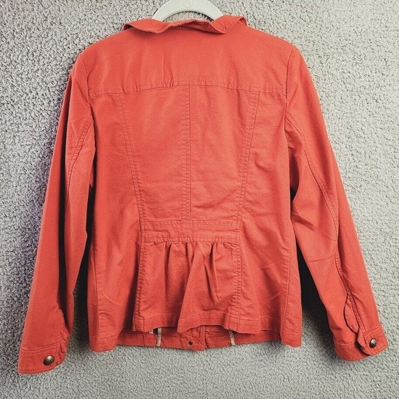 Talbots Jacket Womens Size 4 Orange Cotton Blend Denim Full Zip Grandmacore - Picture 4 of 12